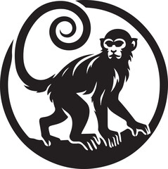 black and cartoon illustration of a monkey