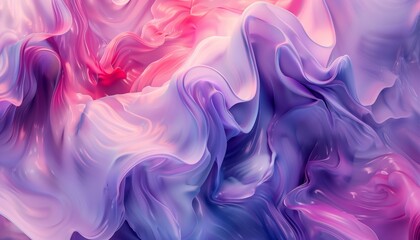 Fototapeta premium Surreal Digital Artwork with Fluid Shapes in Pastel Purples and Pinks, Shiny Gradients, Background