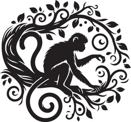 black and cartoon illustration of a monkey