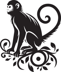 black and cartoon illustration of a monkey