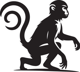 black and cartoon illustration of a monkey