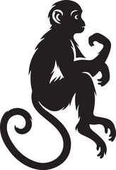 black and cartoon illustration of a monkey