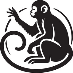 black and cartoon illustration of a monkey