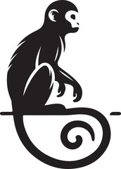 black and cartoon illustration of a monkey