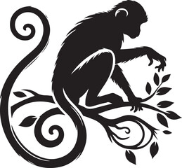 black and cartoon illustration of a monkey