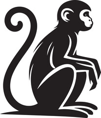 black and white illustration of a monky