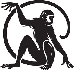 black and white illustration of a monky