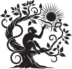 black and white background of a monkey