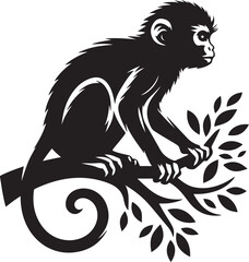 black and white illustration of a monky