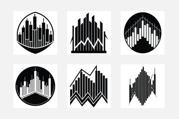 set of icons of chart of growth 
