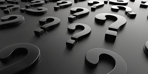 3d question marks on matte black 
