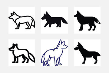 set of fox silhouettes