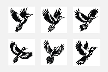set of silhouettes of wings
