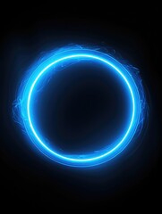 Obraz premium A single neon ring on a black background with no distractions