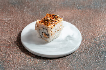 sushi is a Japanese dish of prepared vinegared rice, usually with some sugar and salt, accompanied by a variety of ingredients such as seafood, often raw and vegetables.