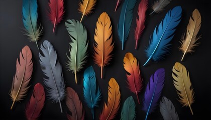 Matellic colours feathers with dark background