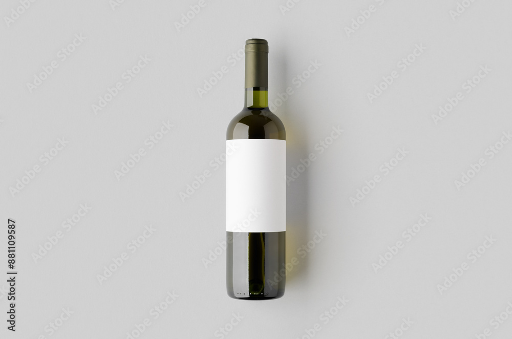 Canvas Prints White wine in a green bottle mockup with a blank label.