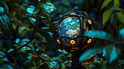 Glowing Orb of Earth in a Mysterious Forest