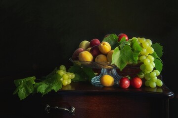 Still life with fruit vase