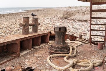 Djibouti coastline with rusty shipwreck in Tadjourah
