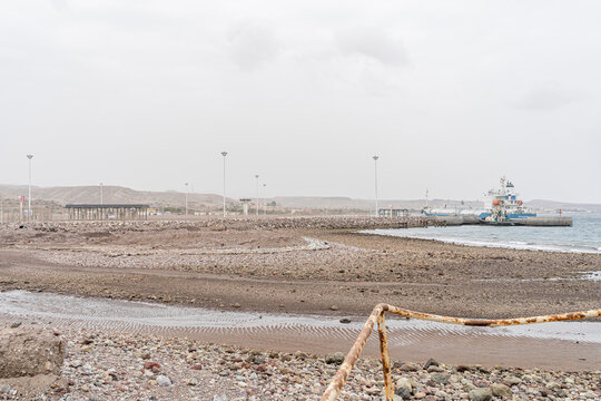 Djibouti coastline with rusty shipwreck in Tadjourah