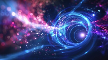 Illuminated Quantum Particles - Futuristic Motion in Dark Space