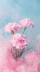 Fototapeta premium pink carnations with pink smoke