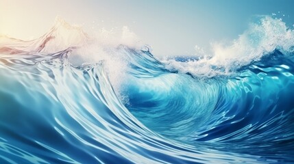 Dynamic blue ocean wave for captivating summer surfing banner promotion and advertisement