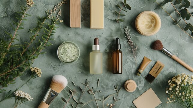 A selection of organic and natural cosmetic products