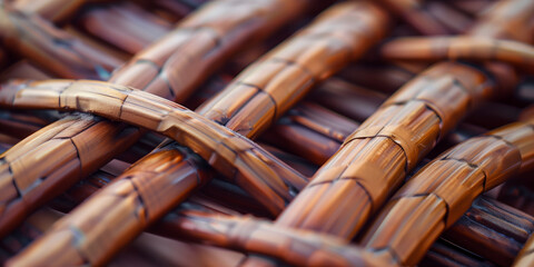 A closeup of woven wicker rattan, showing its intricate details