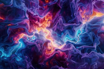 Fototapeta premium A supernatural scene features a trade fair where mystical artifacts detonate into cascades of ethereal light and vibrant colors