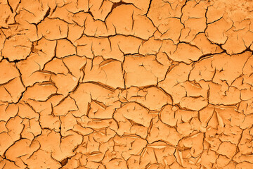 Cracked Earth. An arid landscape with cracked, dry earth patterns in a warm orange hue.