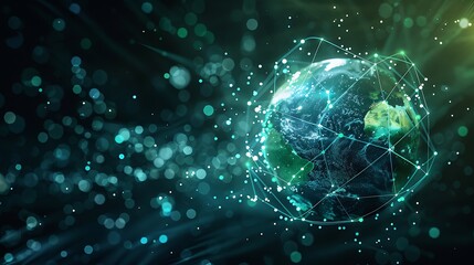 Glowing Earth and Digital Network Illustration