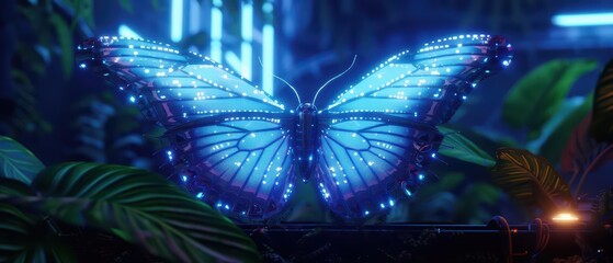 A supernatural scene unveils an enchanted sanctuary where radiant creatures with holographic wings interact with their environment