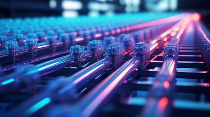 Abstract fiber optic network  hyper fast broadband for global data in tech background