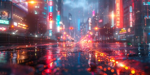 Cyberpunk aesthetic with neon lights and futuristic elements