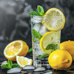 A glass of freshly made lemonade