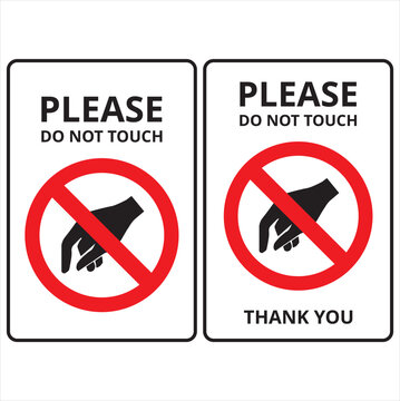 Icono de un cartel de por favor no tocar. Prohibido. Vector