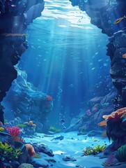 Underwater Scene With Fish And Corals