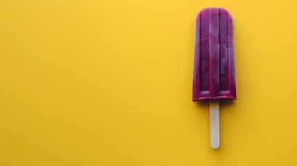 Dark Purple Popsicle on a summery yellow Background with Copy Space