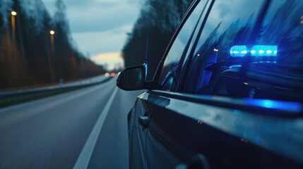 Obraz premium Police Car Driving Down Road