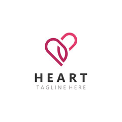 Heart logo design template, luxury ribbon Valentines day and love stripe logotype