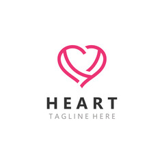 Heart logo design template, luxury ribbon Valentines day and love stripe logotype