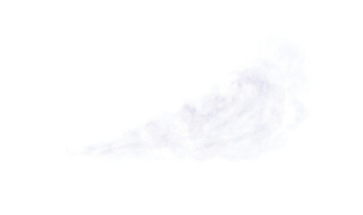Transparent realistic white smoke car or rocket. White dust, smoke clouds, isolated. Blowing steam. Space rocket launch trail. Png