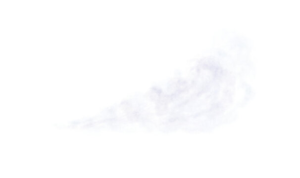 Transparent realistic white smoke car or rocket. White dust, smoke clouds, isolated. Blowing steam. Space rocket launch trail. Png