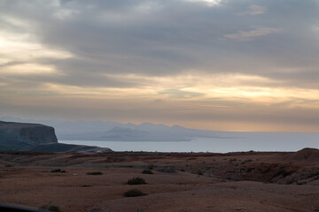 Sunset at viewpoint Mirador del Rio, Lanzarote