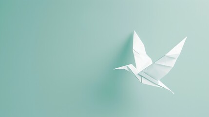 Elegant Origami Crane on Subtle Green Background