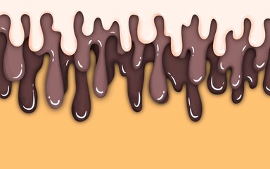 Melted chocolate ice cream background, Paper cut into layers for notebook covers, greeting cards, cute design, flowing image on the back.