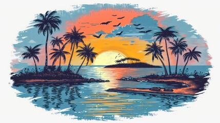 Sunset on Tropical Island