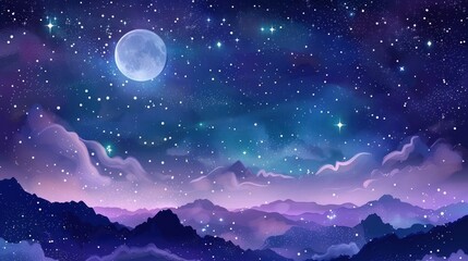Night Sky Over Mountains